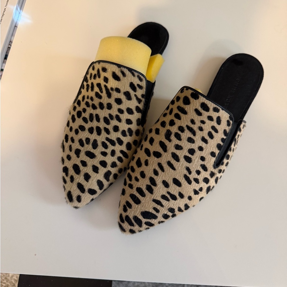 NWOB Jenni Kayne Black and Tan Leopard Print Mules - Picture 3 of 6